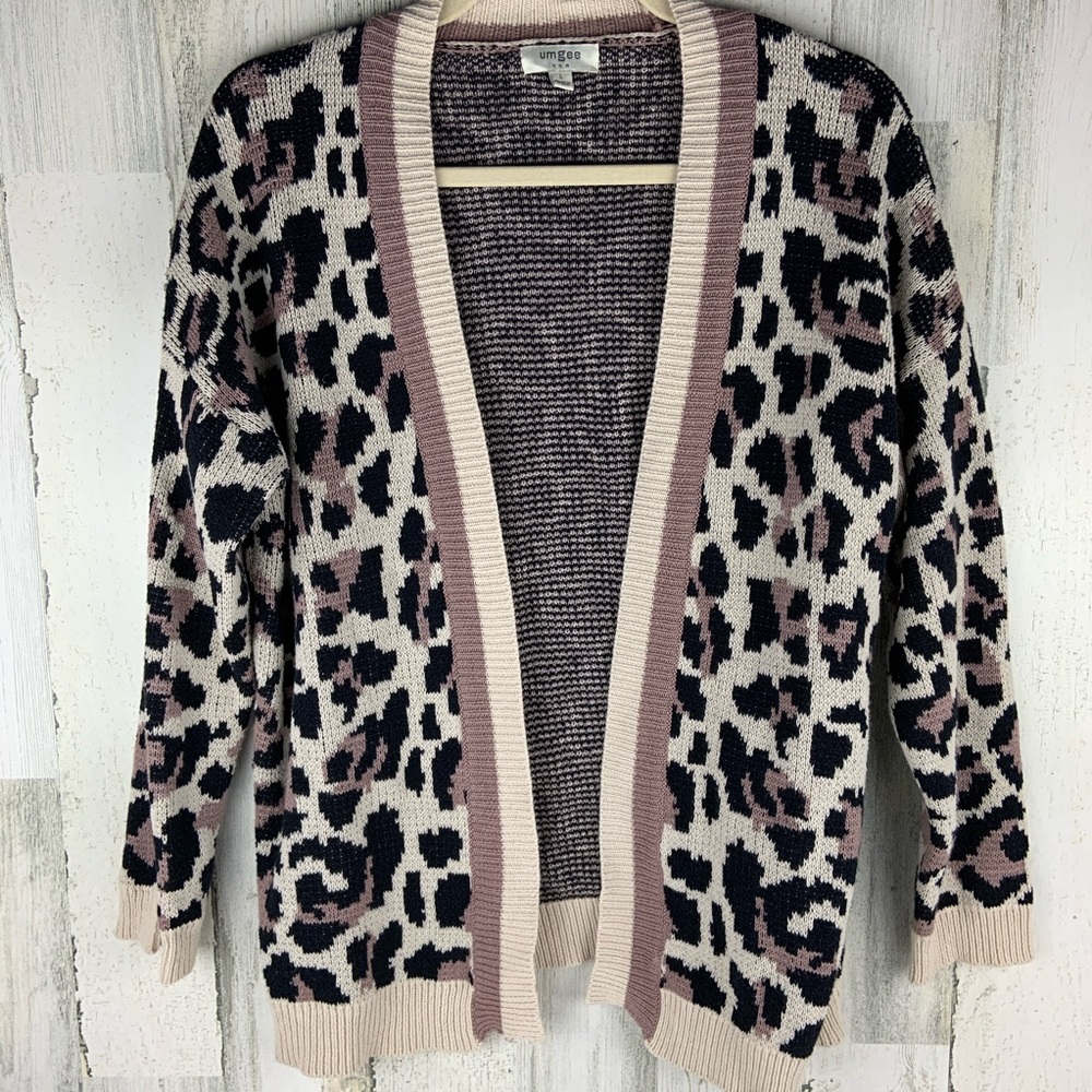 UMGEE Leopard Print Open Cardigan Sweater Size L